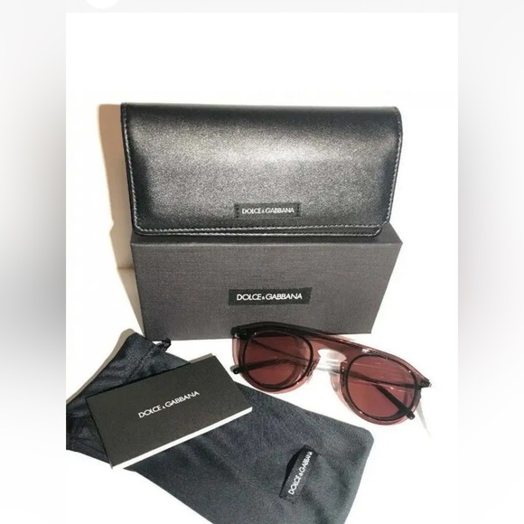 $350 Dolce&Gabbana Round Sunglasses Bordeaux Frame Smoke Lens Made in Italy NWT - Picture 5 of 14